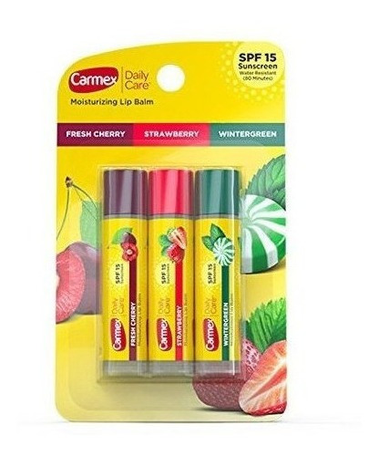 Carmex Daily Care - Bálsamo labial hidratante con SPF, paquete de 3 unidades